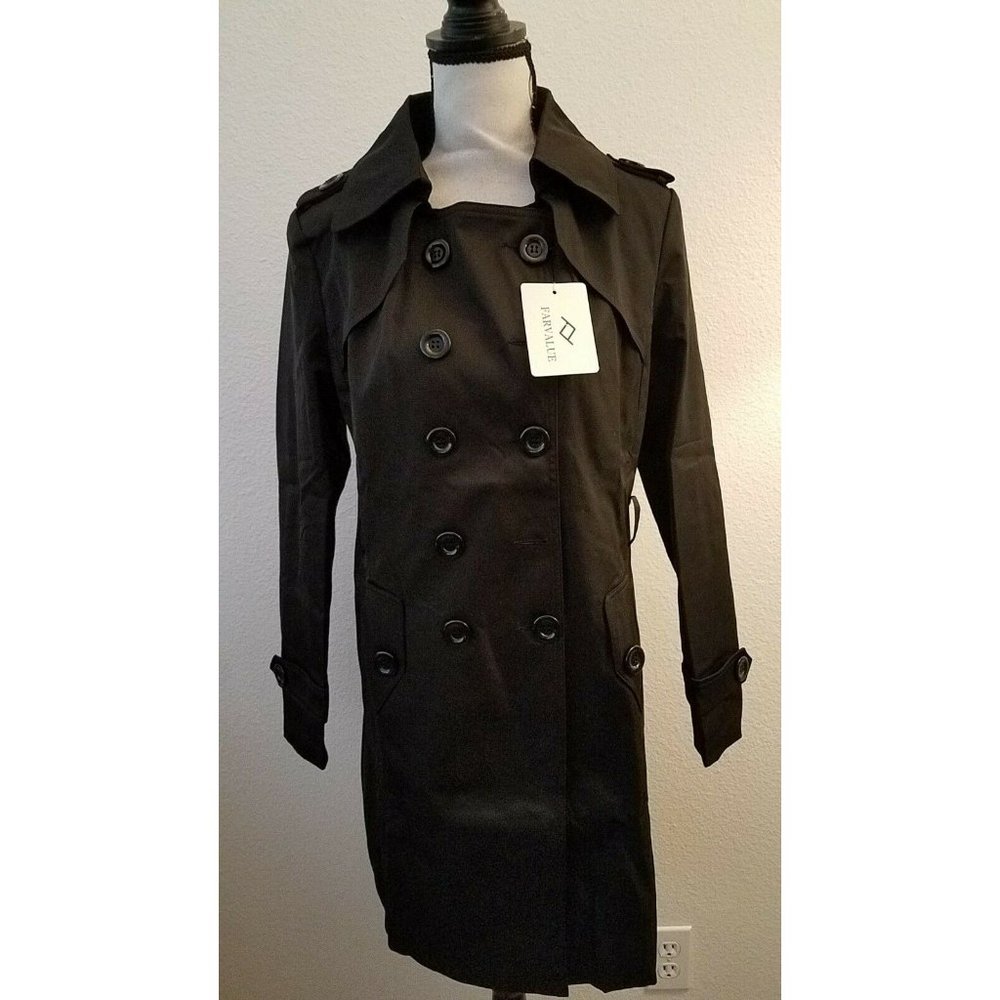 FARVALUE Women's Double Breasted Trench Coat Belte